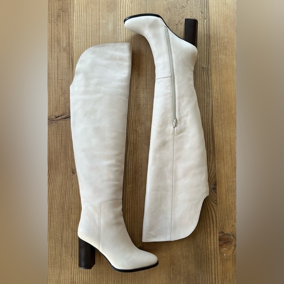 NIB Free People Jeffrey Campbell Ollie Over-the-Knee Boots in Light Grey Leather - Picture 2 of 16